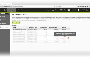 Push notifications delivery status.