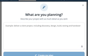 Start a plan by describing your project in your own words, in any language.