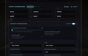 Advanced options: Chaos Slider, theme keywords, vibes and more.