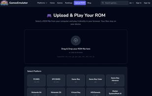 "Upload ROM" feature for playing local game files directly in the browser.