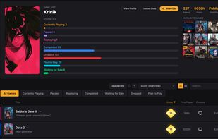 Gaming Profile
Share your gaming profile, personal statistics, favorite games, current activity, reviews and achievements.