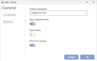 The options window