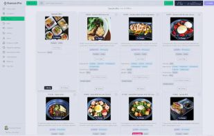 Menu items with prices, descriptions, allergens, options and availability