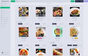Menu sections with photos, tags and offers, managed in the staff portal