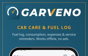 Garage view with all your vehicles — consumption, monthly cost and mileage at a glance.