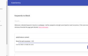 The keyword block page. Keywords if found on this page will cause it to be blocked.
