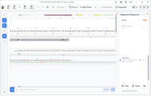 sequence alignment is available in singleline view