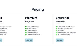 Example Pricing Cards