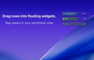 Any app usage or Daily usage limit row can be dragged to desktop as a floating widget that stays in peripheral view