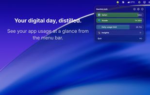 Main menu showing real time app usage, daily limit and Insights.