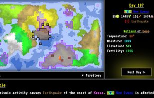 Earthquake hitting a town.