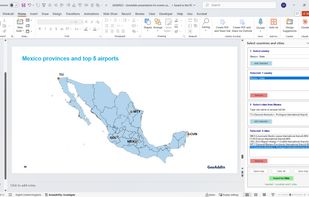 Map of Mexico showing the states division and the top 5 airports