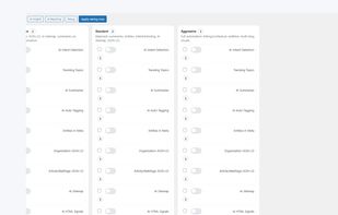Geomatic AI offers three operation modes—Passive, Standard, and Aggressive—to match different SEO needs. Each mode enables AI-powered modules such as metadata generation, JSON-LD, internal linking, and AI sitemaps, allowing flexible automation levels.
