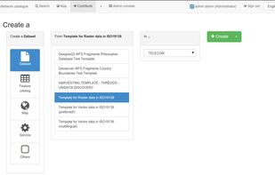 Describe information using the online metadata editing tools. The metadata editor support ISO19115/119/110 standards used for spatial resources and also Dublin Core format usually used for opendata portal.