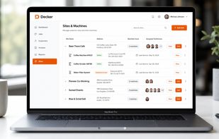 Sites and machines list on admin gvac software for handyman