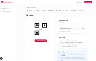 Generate a QR code and public menu link