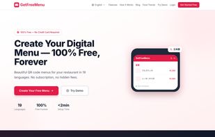 Free QR code digital menu — no subscription, 19 languages