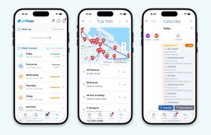Your day at a glance, today's jobs in route order, and the smart planner