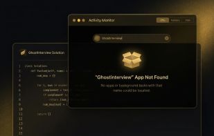 Stealth-focused desktop behavior designed to avoid obvious process visibility during interviews.
