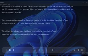 GhostPrompter in action as a semi-transparent, full-screen desktop overlay. Text is clearly readable for the presenter right over the active Windows desktop background, featuring a subtle, unobtrusive floating control bar at the bottom.