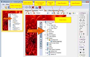 Diagram layer allows to add callouts, org or flowchart diagrams, UML diagrams or electric circuit components.