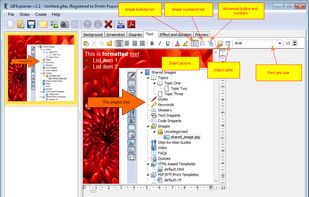 Add rich formatted text to slides.