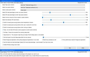 The different tabs of power control pro