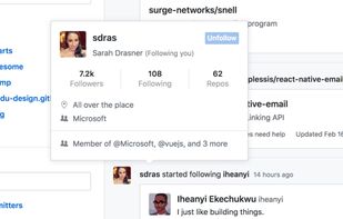 GitHub Hovercard screenshot 1