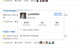 GitHub Hovercard screenshot 1