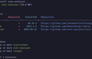 install a binary, list installed binaries, update installed binaries