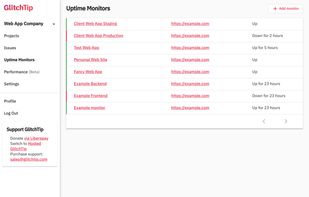 Uptime monitor list