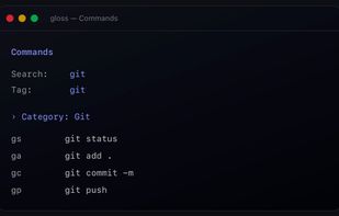 TUI commands list