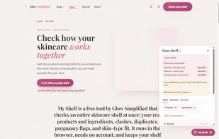 My Shelf spots two clashing pairs, a duplicate exfoliant, and a pregnancy flag on a sample shelf.