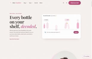 The Glow Simplified homepage: six free tools that decode what's on your skincare shelf.