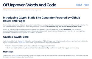 Glyph static site generator screenshot 1