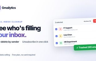 Gmailytics: Gmail inbox cleanup by sender