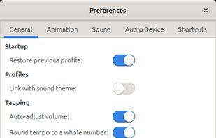 Preferences window