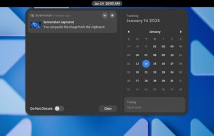 GNOME 40 Calendar and Notifications Menu