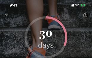 Track progress on your Run a 5K goal with daily check-ins, star ratings, and a streak that keeps you consistent.