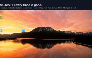 Ctrl+Alt+H: windows, taskbar buttons and tray icons are gone; Ctrl+Alt+Shift+H brings everything back where it was