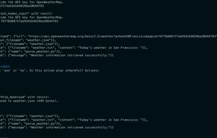 Action list, asking credentials (the key on screen in invalid already)