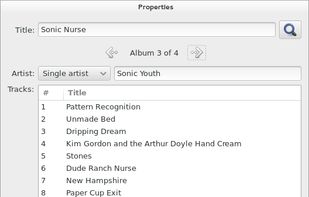 The CD properties dialog allows to search metadata by title 