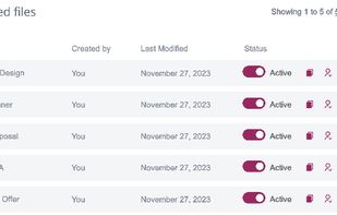 Sharing links listing