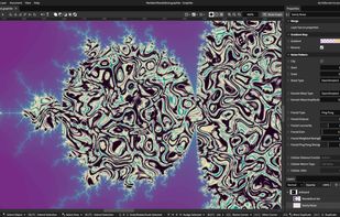 Mandelbrot fractal filled with a noise pattern, procedurally generated and infinitely scalable