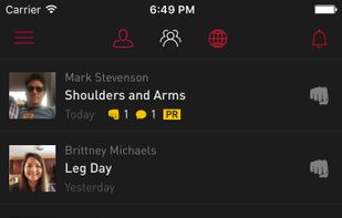 The friend feed is the place to see all of your friends' recent workouts at a glance.