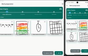 Cross-platform sync between Windows and Android. Habit routines with hand-drawn icons help ADHD users recognize tasks at a glance.