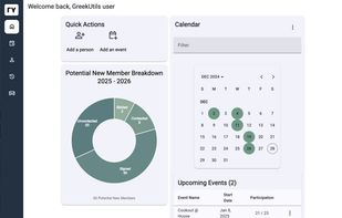 Home screen showing current season progress and upcoming events with expected active participation
