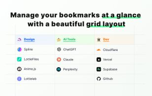 Manage your bookmarks and notes at a glance with a beautiful grid layout.