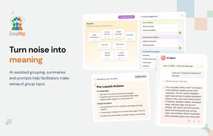 AI-assisted grouping, summaries and prompts help facilitators make sense of group input.