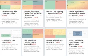 Each template supports an activity type (strategy, training, innovation, change management). You can also create your own.